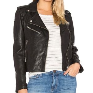 Current/Elliott Roadside Lambskin Leather biker moto jacket black size 3 Large